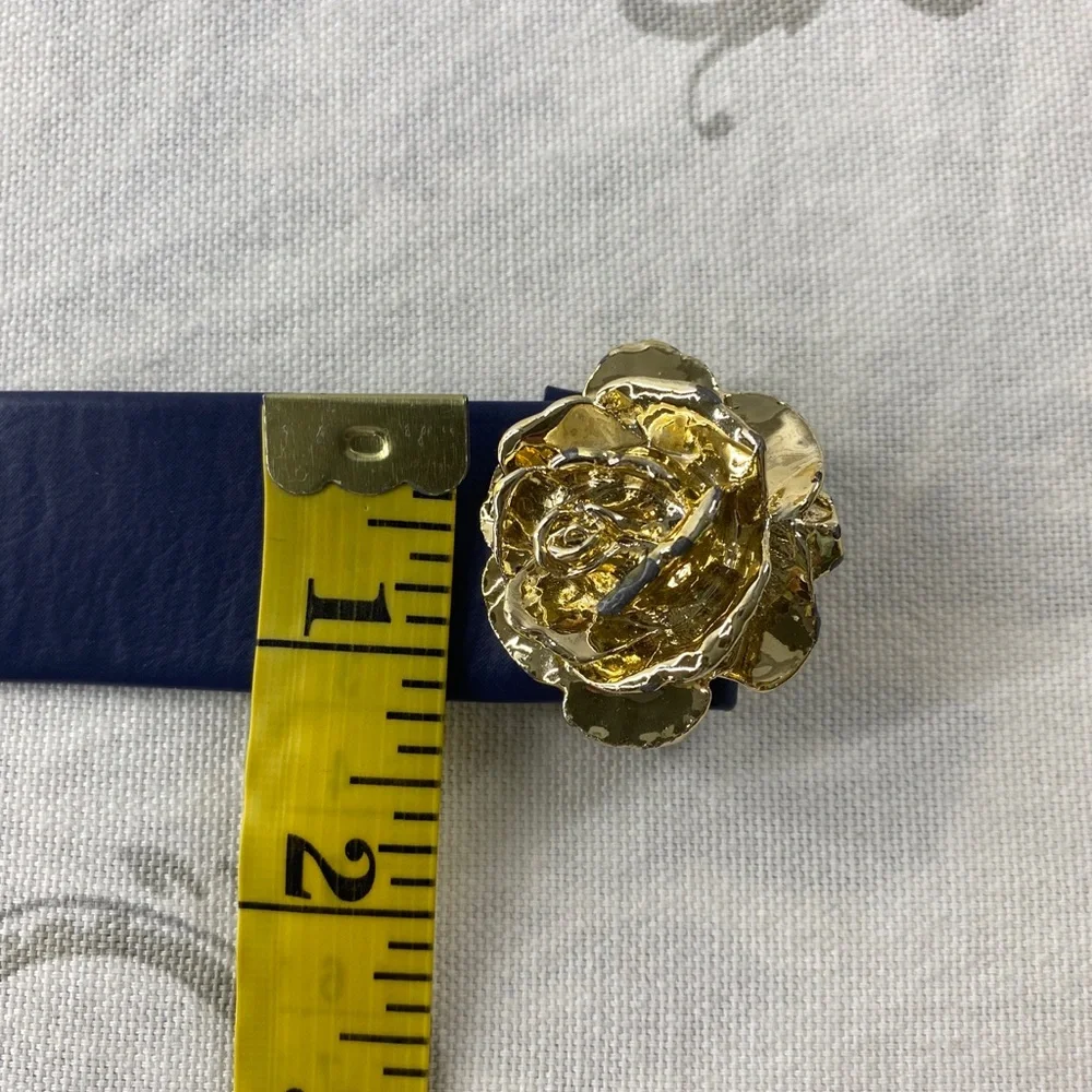 Vintage Rose Belt & Buckle Two Piece Interlocking 1970s‎ 80s Goldtone SM/ MED